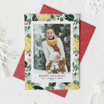 Cartão De Festividades Watercolor Lemon e Winter Greenery Foto<br><div class="desc">Espalhe a alegria de férias com nosso cartão de feriado fotográfico personalizável, com um padrão festivo de aquarelas, Holly e verde de inverno. Este design festivo adiciona uma reviravolta nova e vibrante aos seus cartões de natal e é perfeito para enviar mensagens personalizadas a amigos e familiares. Personalize facilmente este...</div>