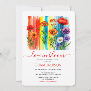 Cartão De Festividades Watercolor Love in bloed Wildflower Chá de panela