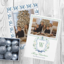 Watercolor Monograma Chinoiserie Jar Crest Foto