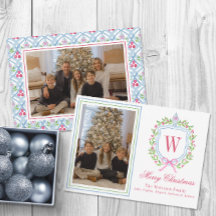 Watercolor Monograma Chinoiserie Jar Crest Foto