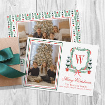 Watercolor Monograma Topiary Crest Foto