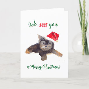 Cartão De Festividades Watercolor Nós Te Damos Feliz Papai noel De Natal