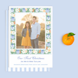 Cartão De Festividades Watercolor Nosso Primeiro Natal Como Sr. E Sra. Fo