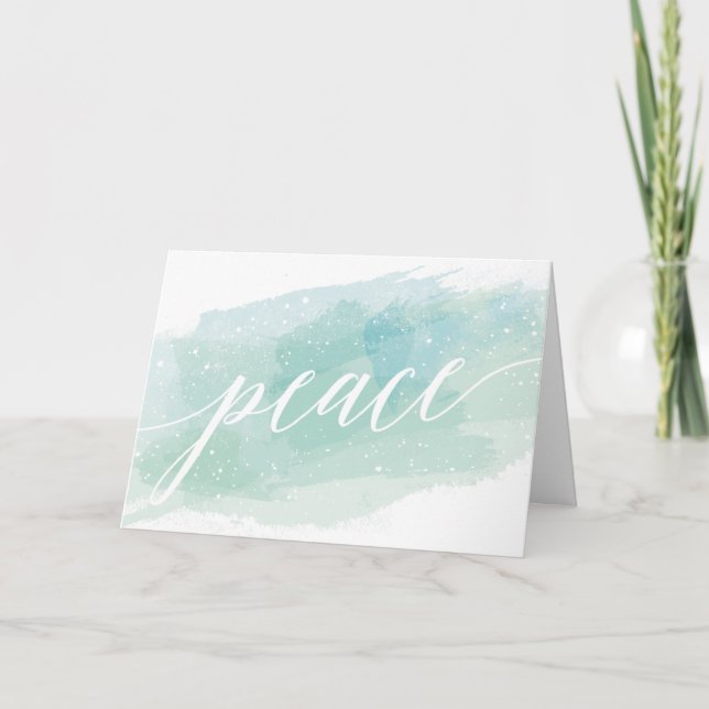 Cartão De Festividades Watercolor Peace Holiday Greeting Card (Frente)