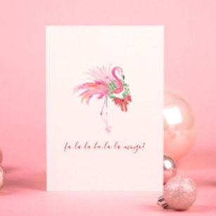 Cartão De Festividades Watercolor Pink Flamingo Florida Beach Natal