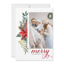 Watercolor Poinsettia Botânica Feliz Natal