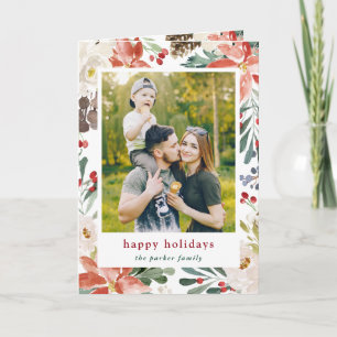 Cartão De Festividades Watercolor Poinsettia Foto Floral Natal