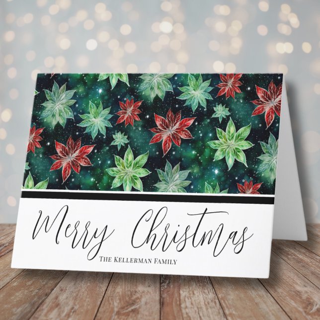 Cartão De Festividades Watercolor Poinsettia Natal (Beautiful Watercolor Poinsettia Christmas Holiday Card)