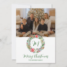 Watercolor Poinsettia Wreath Monograma