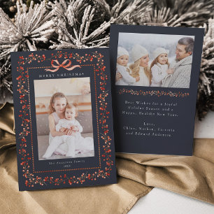 Cartão De Festividades Watercolor Red Berry Frame 2 Fotografia Marinho Na