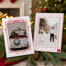 Cartão De Festividades Watercolor Red Bow Photo