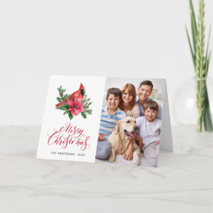 Cartão De Festividades Watercolor Red Cardinal Christmas Greeting PHOTO