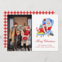 Watercolor Sleeping Papais noeis Gingham Foto de N