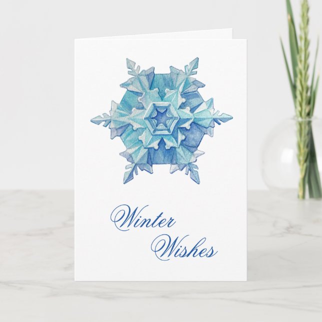 Cartão De Festividades Watercolor Snowflake (Frente)
