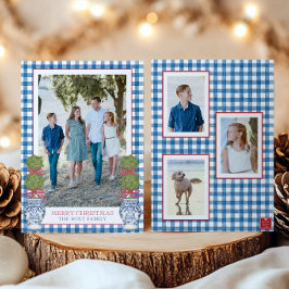 Cartão De Festividades Watercolor, Topiary Gingham Foto