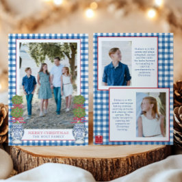 Cartão De Festividades Watercolor, Topiary Gingham Foto