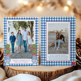 Cartão De Festividades Watercolor, Topiary Gingham Foto