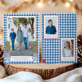 Cartão De Festividades Watercolor, Topiary Gingham Foto