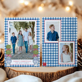 Cartão De Festividades Watercolor, Topiary Gingham Foto