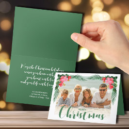 Cartão De Festividades Watercolor Tropical Floral Christmas Photo