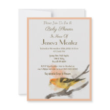 Watercolor Western Tanager Yellow Bird Branch