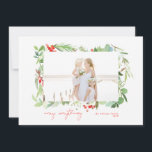 Cartão De Festividades Watercolor Winter Berries and Greenery<br><div class="desc">Destaque sua foto favorita da família em seus cartões de natal nesta temporada! Quer você comemore o Natal,  Chanucá ou simplesmente queira enviar nossa saudação de Ano Novo para seus amigos e família,  Blush Paper Co. tem o cartão de feriado perfeito para você.</div>