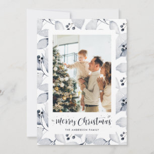 Cartão De Festividades Watercolor Winter Berries Foliage Cards de Natal