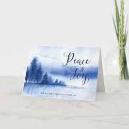 Cartão De Festividades Watercolor Winter Lake Corporate Peace Joy