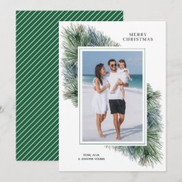 Cartão De Festividades Watercolor Winter Pines Christmas Photo