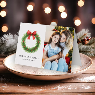Cartão De Festividades Watercolor Wreath Foto Moderna Natal
