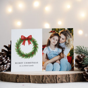 Cartão De Festividades Watercolor Wreath Foto Moderna Natal