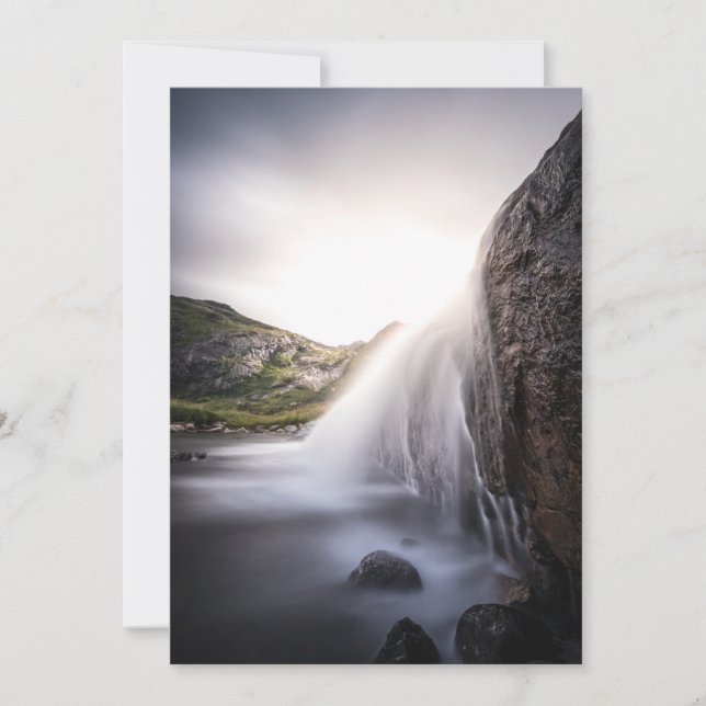 Cartão De Festividades Waterfall Norway Landscape Photo (Frente)