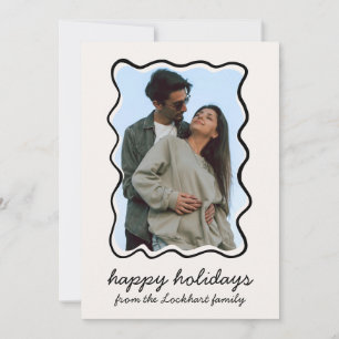 Cartão De Festividades Wavy Hand Drawn Funky Whimsical Border Foto