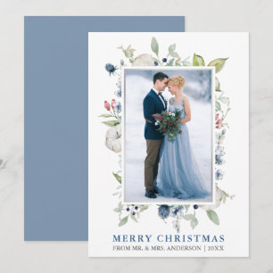 Cartão De Festividades Wcolor Winter Floral Blue Silver Newwing