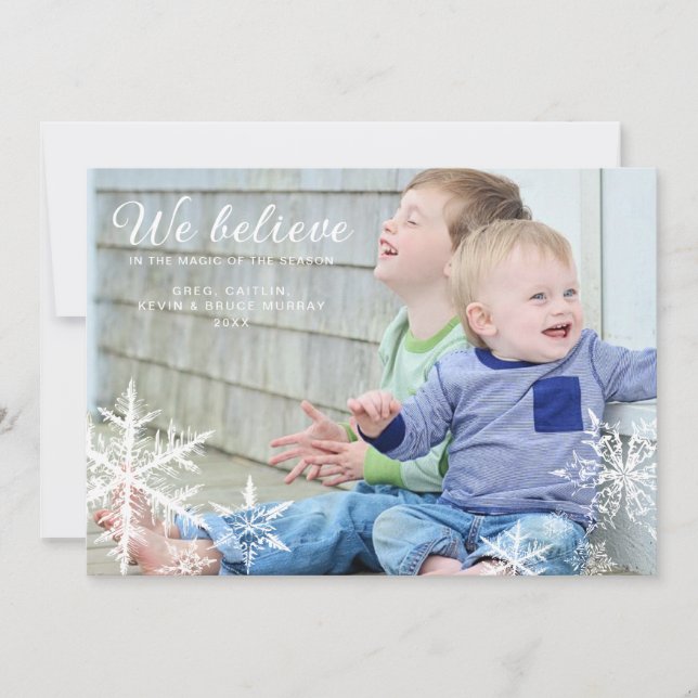Cartão De Festividades We Believe | Holiday Photo Greeting (Frente)