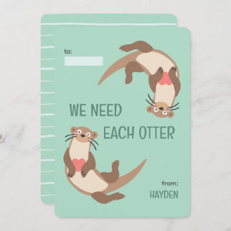 Cartão De Festividades We need each otter classroom valentine's day card