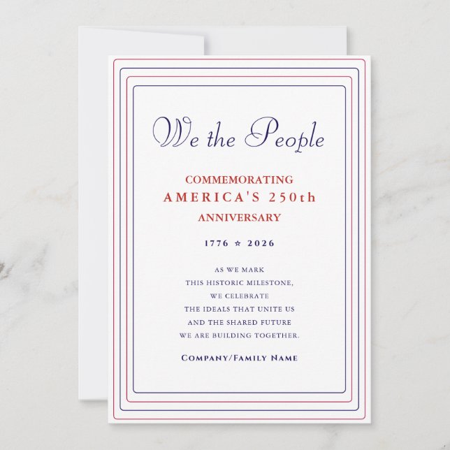Cartão De Festividades We the People Formal America 250 Semiquincentennia (Frente)