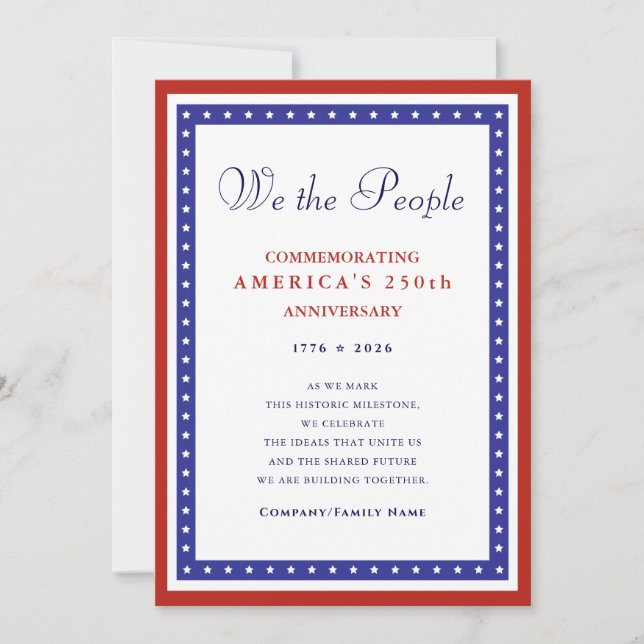 Cartão De Festividades We the People Semiquincentennial 1776 America 250 (Frente)
