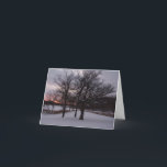 Cartão De Festividades We Three Trees....<br><div class="desc">Three snow covered trees stand out against a winter sunset.</div>