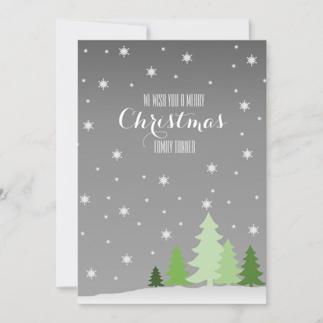 Cartão De Festividades We wish you a merry Christmas Card with Trees (Frente)