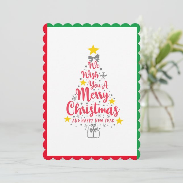 Cartão De Festividades We Wish You a Merry Christmas Holiday Card (Em pé/Frente)