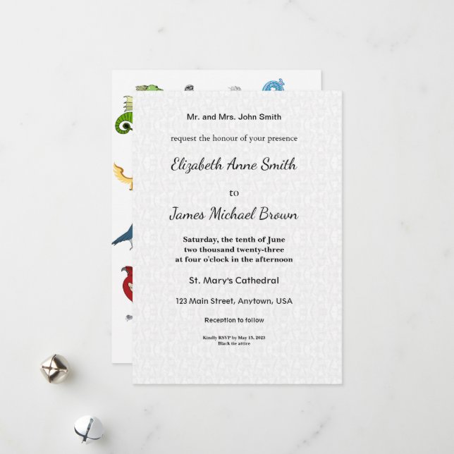Cartão De Festividades Wedding Invitation Elegant Classic Script Card (Frente/Verso In Situ)