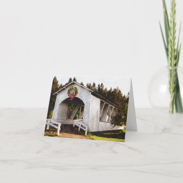 Cartão De Festividades Weddle Covered Bridge Christmas (Frente)