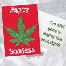 Cartão De Festividades Weed Leaf Christmas Happy Holidaze
