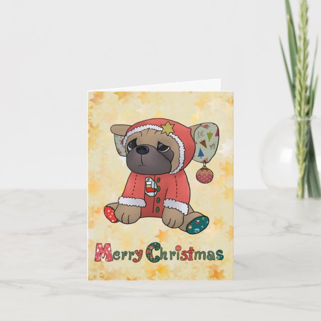 Cartão De Festividades Weihnachtsmops (Frente)