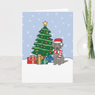 Cartão De Festividades Weimaraner and Christmas Tree