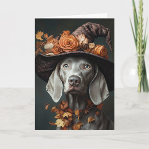 Cartão De Festividades Weimaraner Bruxa Halloween