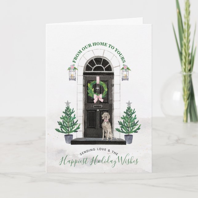 Cartão De Festividades Weimaraner Dog Home for the Holidays Christmas (Frente)