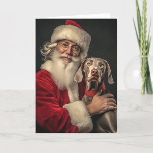Cartão De Festividades Weimaraner e Papais noeis