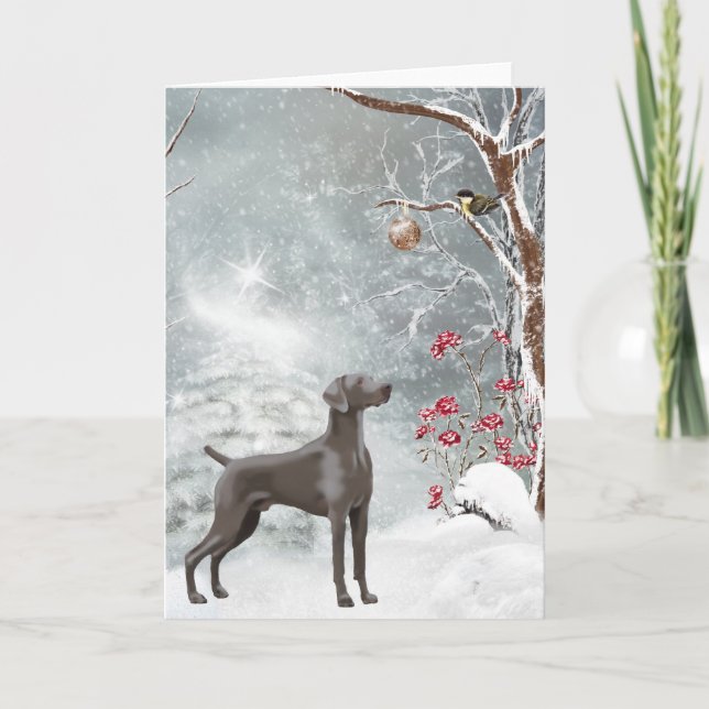 Cartão De Festividades Weimaraner Holiday Card (Frente)